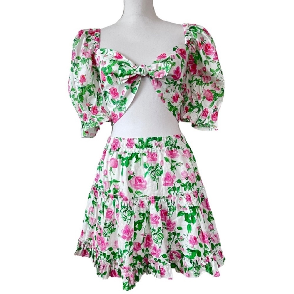 Hill House Isabella Top and Paz Skirt Set Pink Rose Priint - Picture 2 of 4
